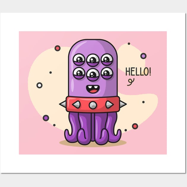 Meet cute little Monster Wall Art by vectordiaries5